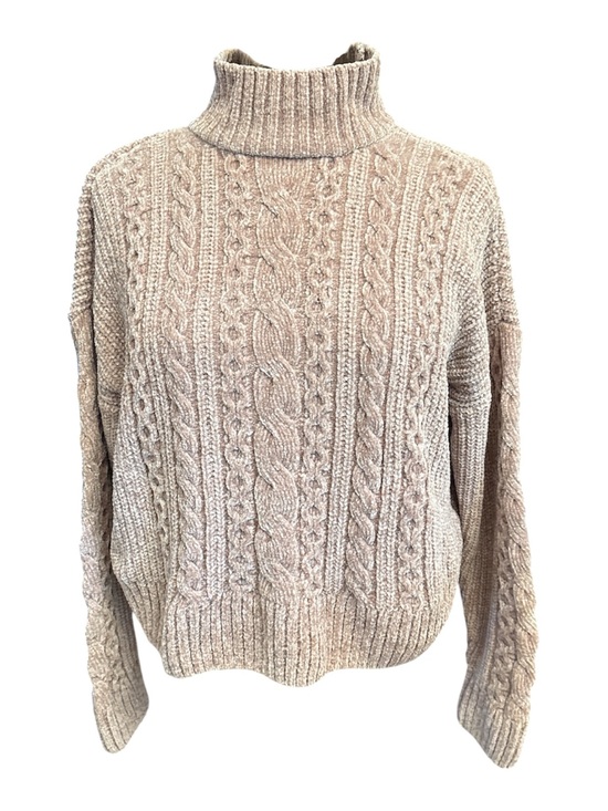 Rachel Zoe Sweaters - Rachel Zoe Beige Cable Knit Turtleneck Sweater slightly cropped long sleeve Sz S